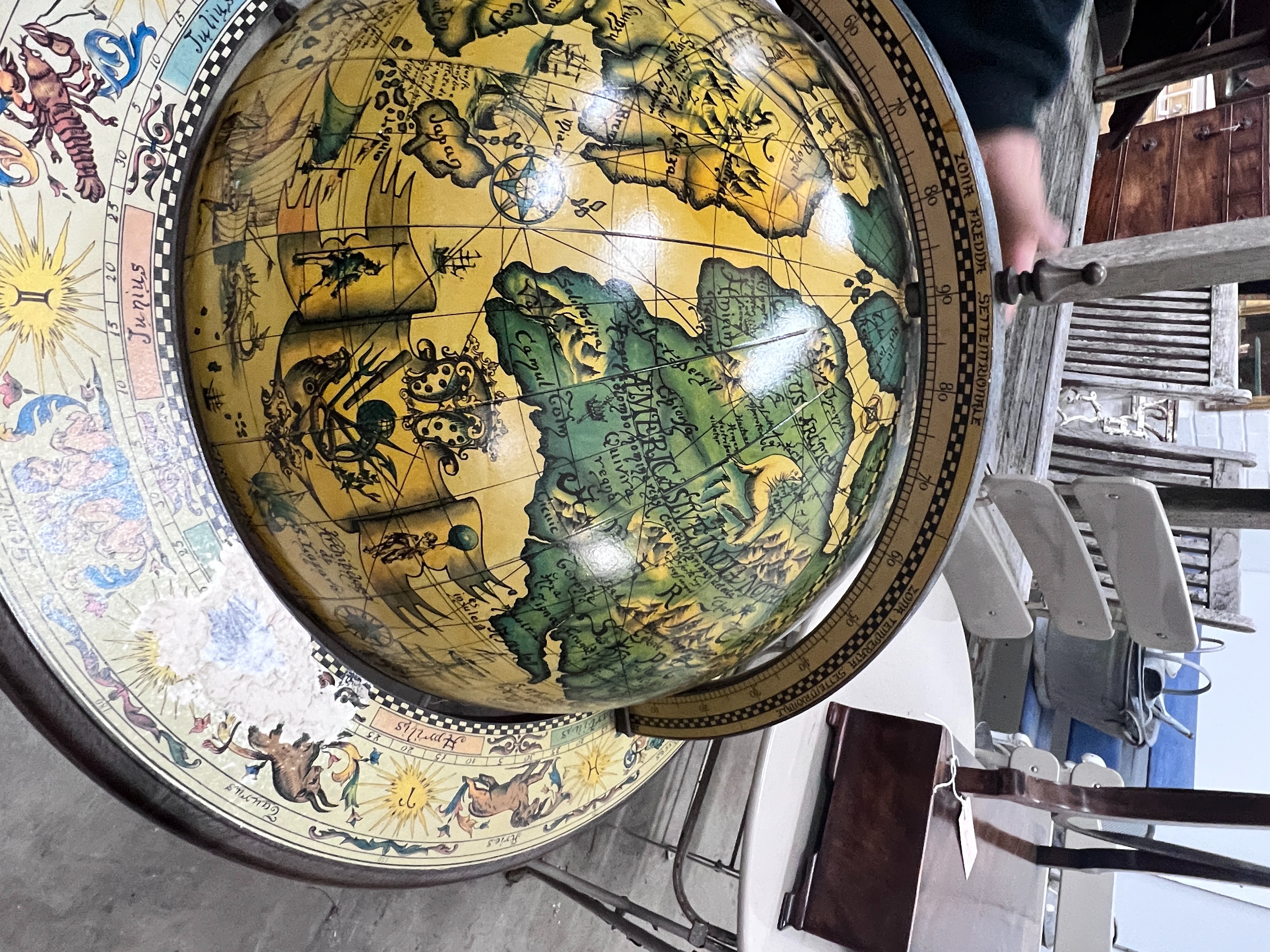 A globe drinks trolley, height 98cm